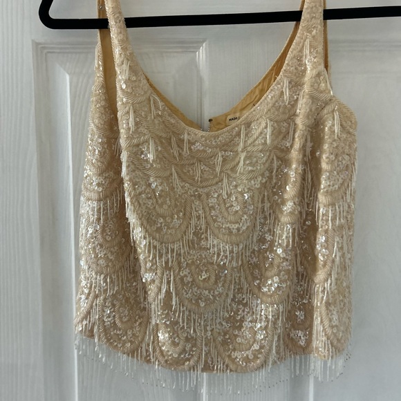 Tops - Elegant Cream Sequin Women's Top